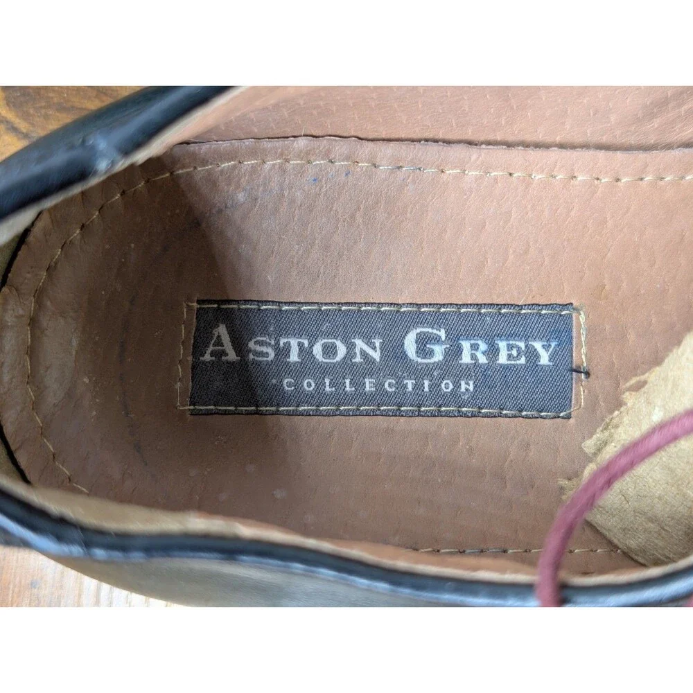 Aston Grey Men's Black Leather Wingtip Oxford Dress Shoes 8.5
